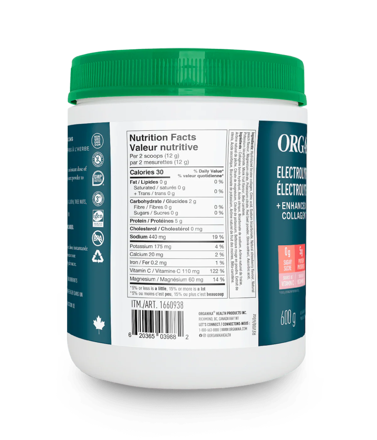 Electrolytes + Enhanced Collagen - Juicy Strawberry Peach 600 g - Image 3