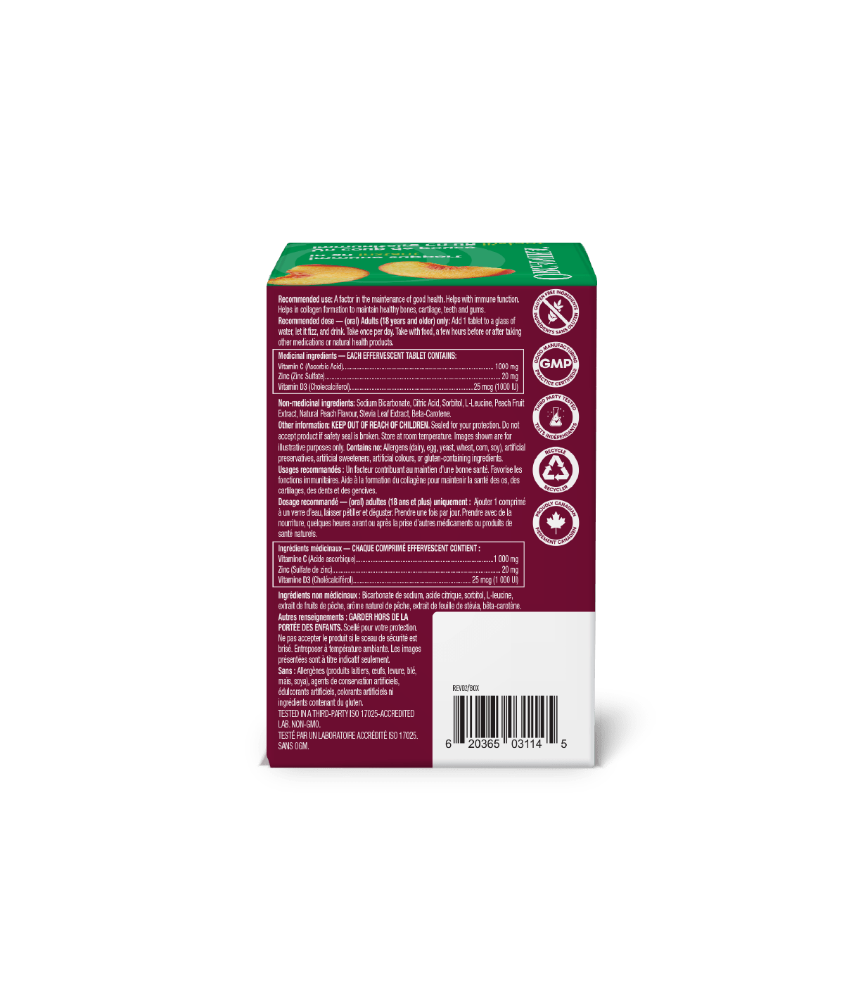 Instant C, D, Zinc Immunity Effervescent - Peach - Image 7