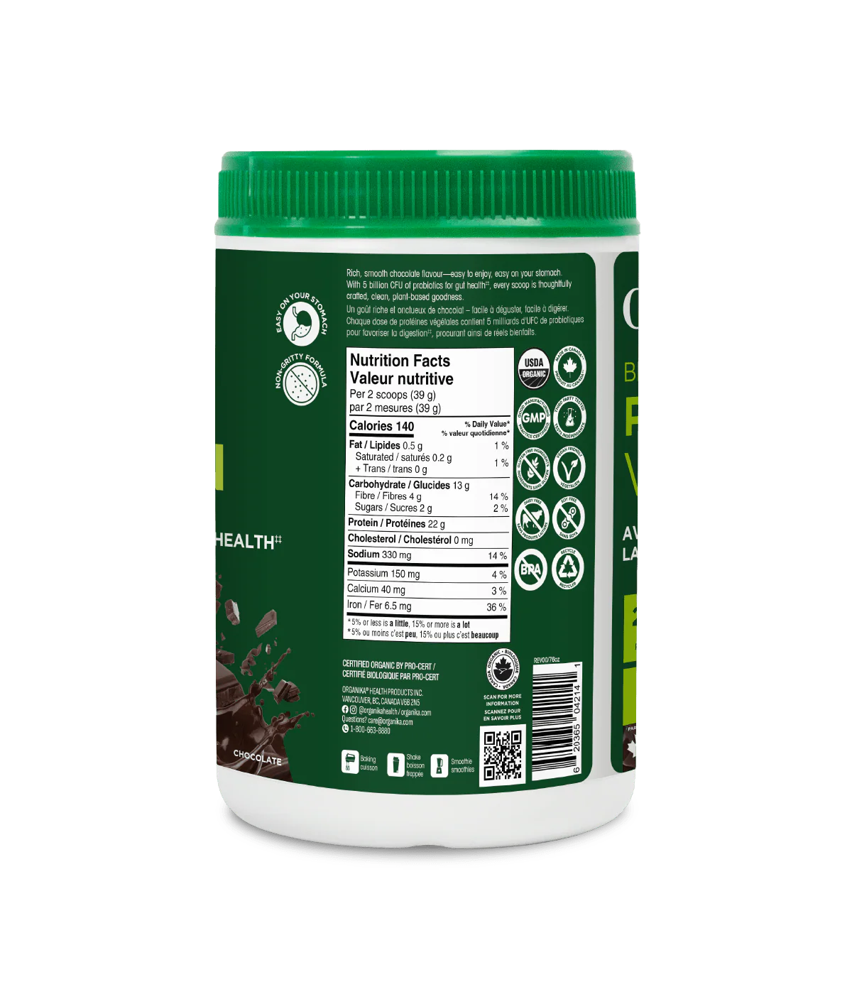 Organic Plant Protein with Probiotics for Gut Health - Chocolate - Image 3